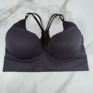 Xhilaration Black Molded Cups Wireless Push Up Racerback Sports Bra Bralette, L